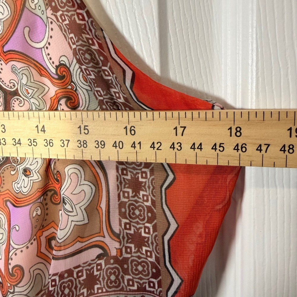 Metaphor Orange Paisley Print Maxi Dress Spaghetti Strap Tie Waist Size 14 - Picture 8 of 8